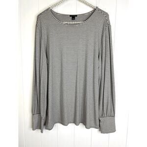 Ann Taylor Black and White Striped Blouse